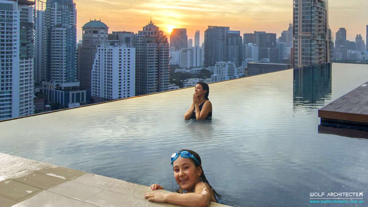 apartment roof top pool with infinity edge